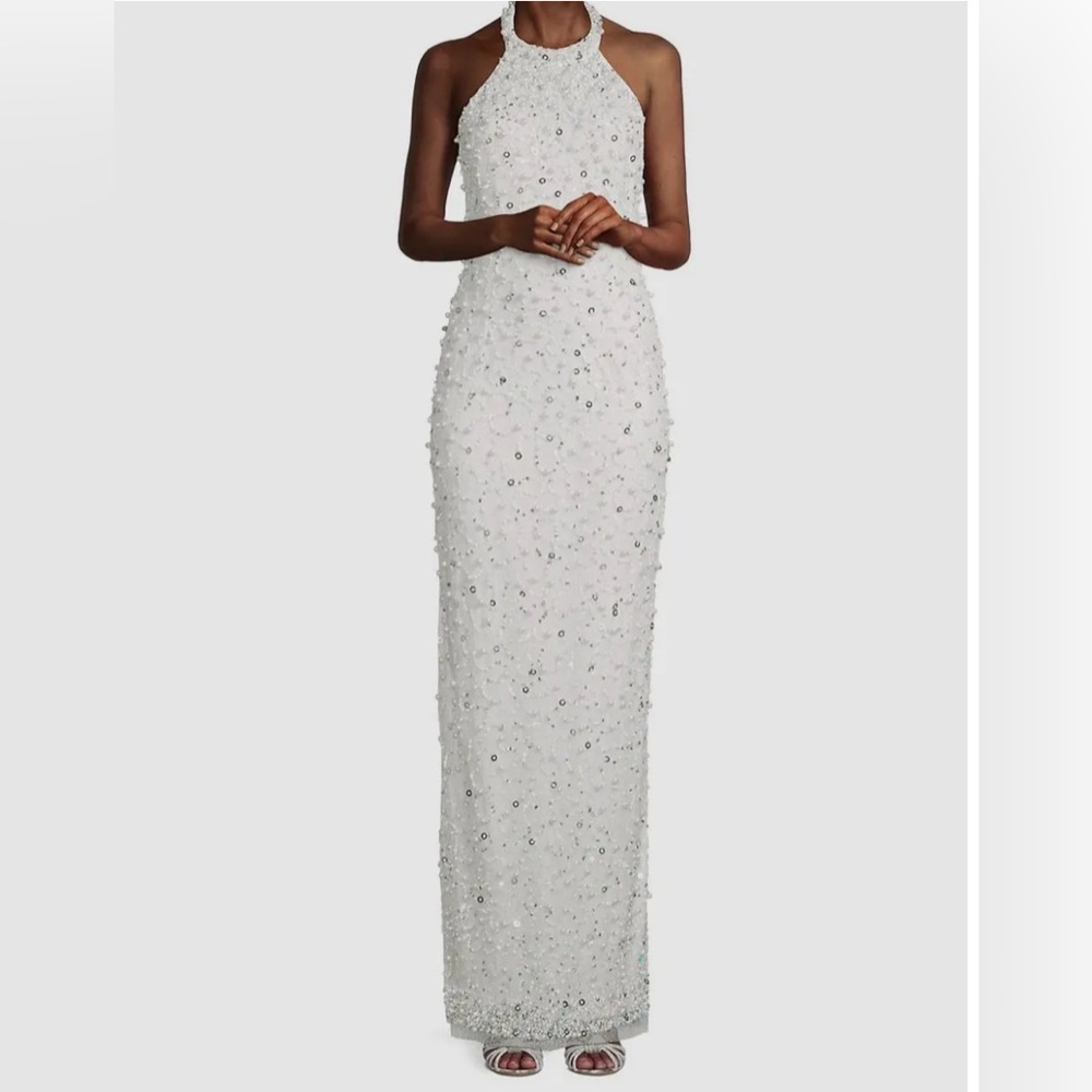 Aidan by Aidan Mattox Women’s Beaded Halter Gown Dress
